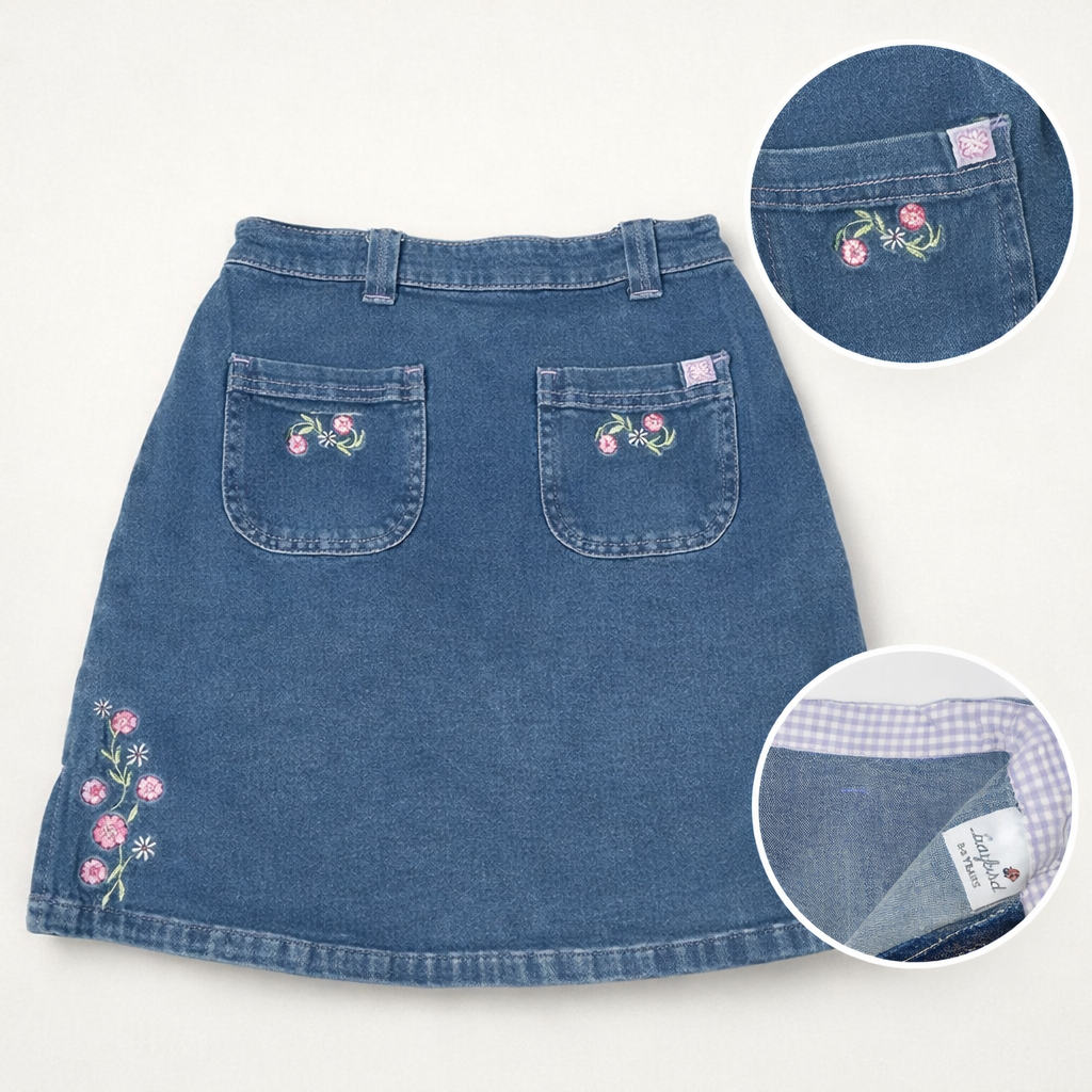 Ladybird Embroidered Denim Skirt.