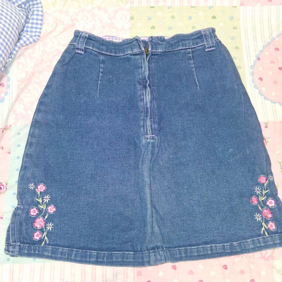 Ladybird Embroidered Denim Skirt.