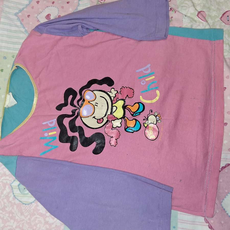 Vintage Bubblegum Girls Long Sleeve Top 6–8 Years | Y2K Cotton Graphic Kids Shirt